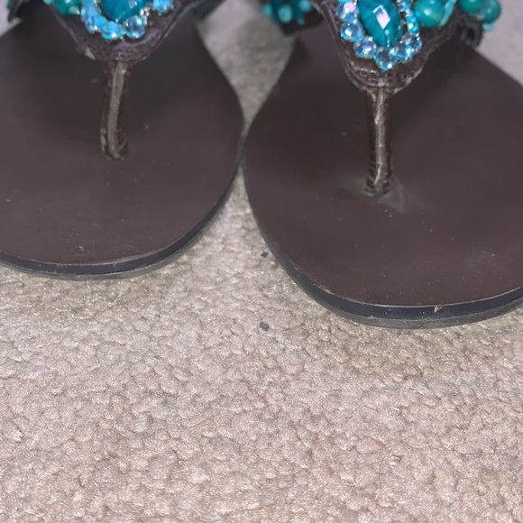 Carlos Santana Turquoise and Brown Beaded Sandals - Picture 5 of 10